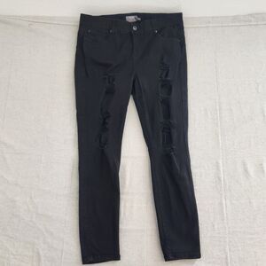 Torrid Jeans Womens 16 R Black High Rise Bombshell Skinny Ankle 36x29 Distressed